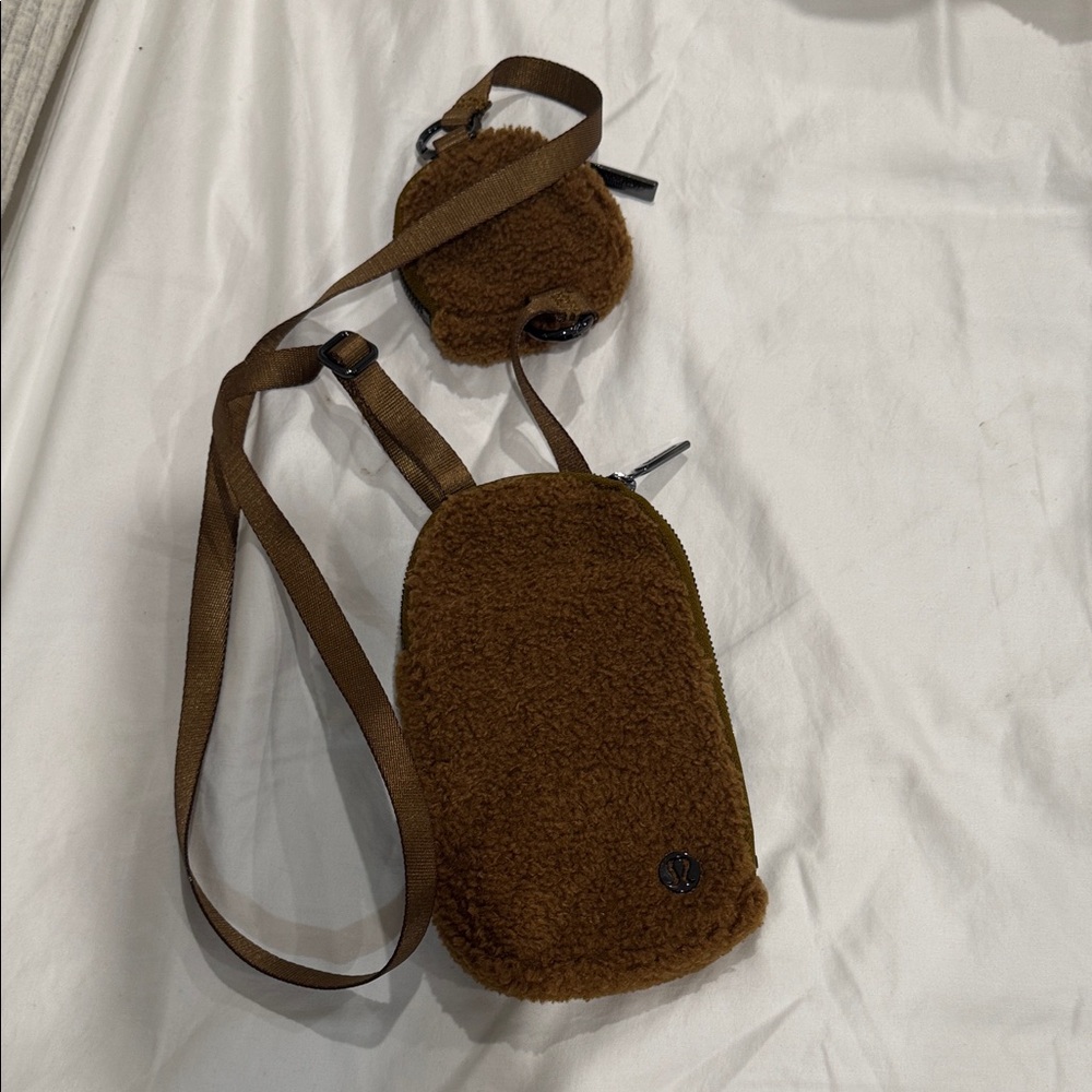Lululemon Athletica Tan Fleece Crossbody Bag